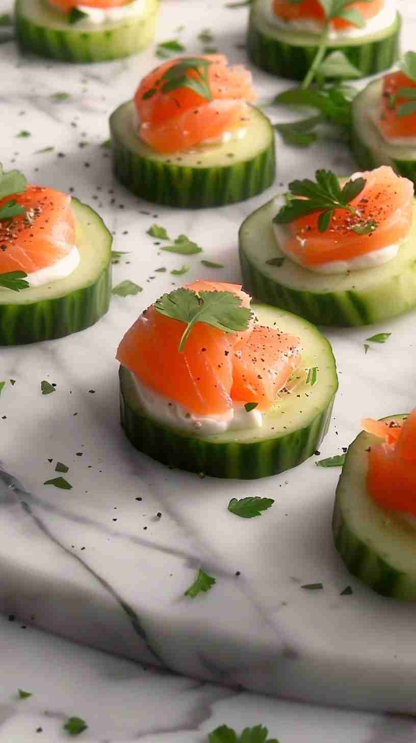 Cucumber Bites with Cream Cheese & Smoked Salmon
