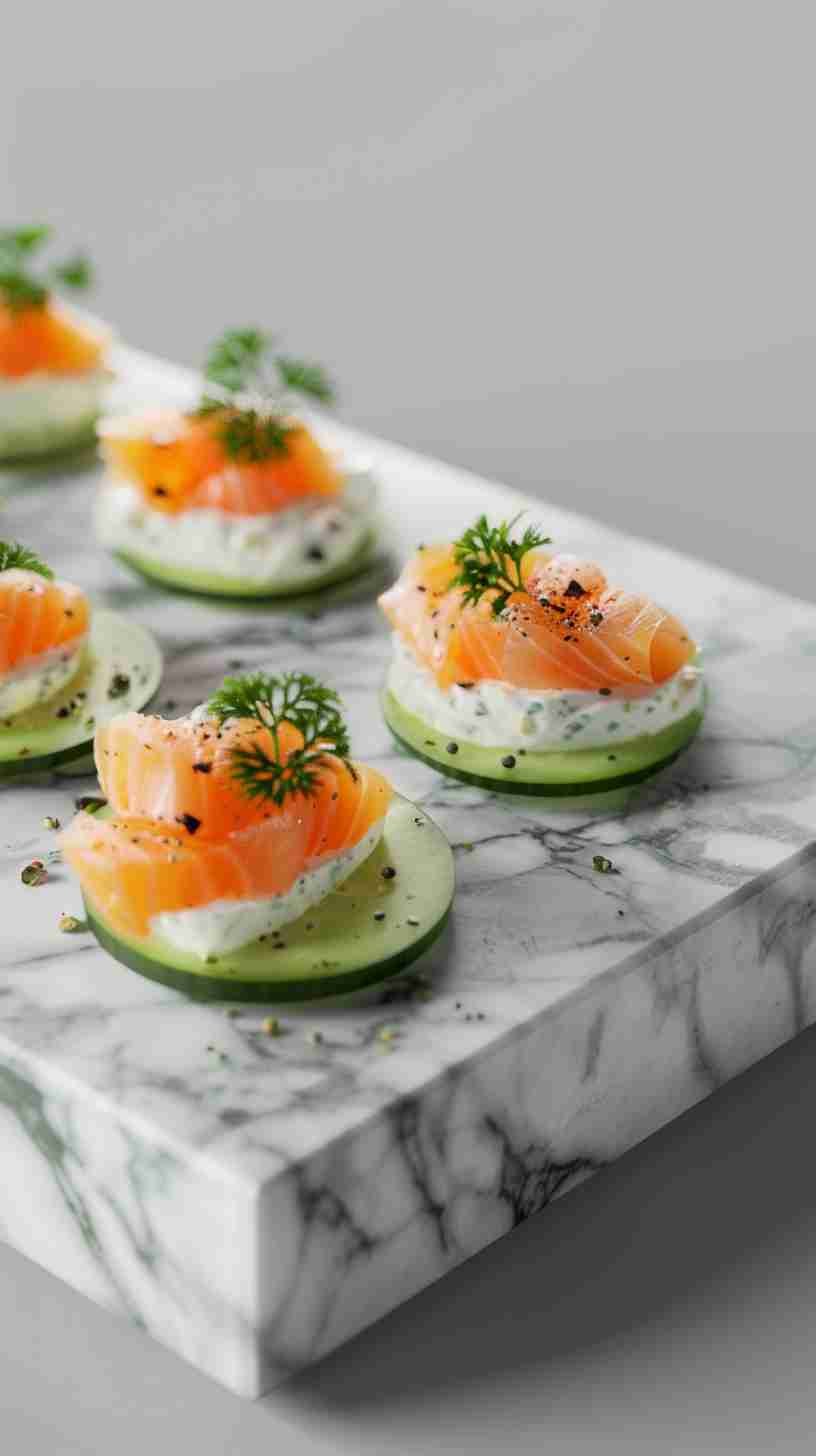 Cucumber Bites with Cream Cheese & Smoked Salmon