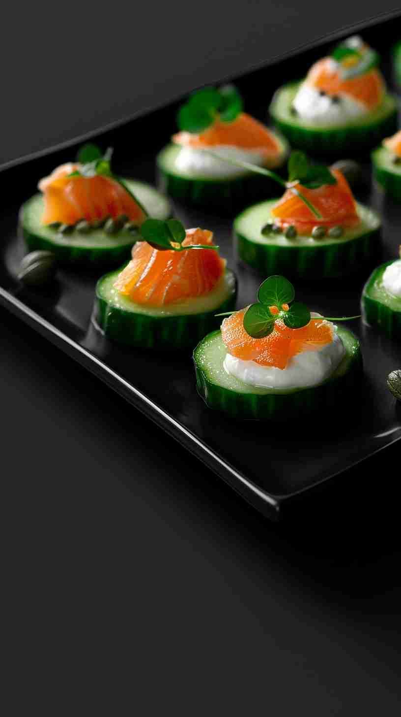 Cucumber Bites with Cream Cheese & Smoked Salmon