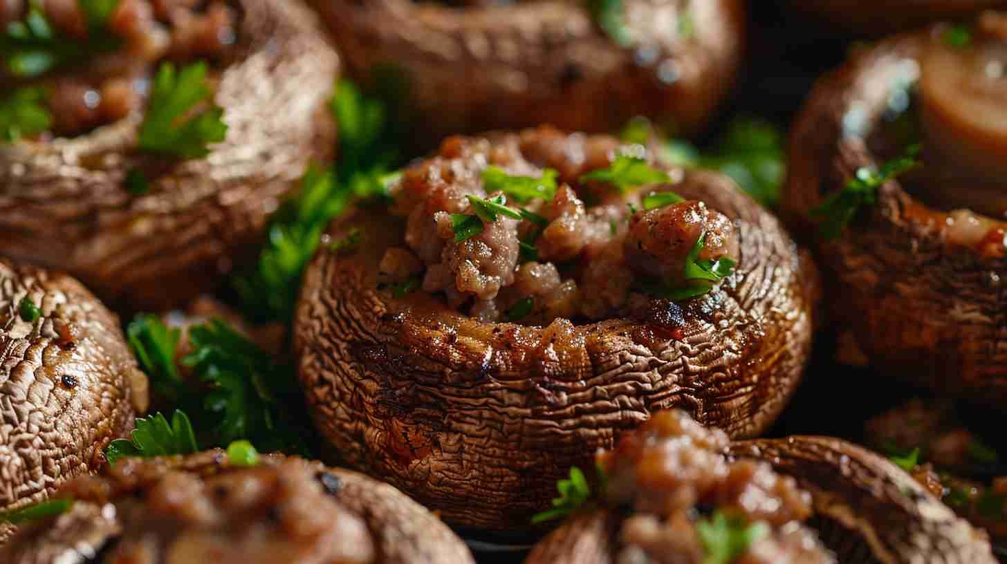 Easy Stuffed Cap Mushrooms with Sausage