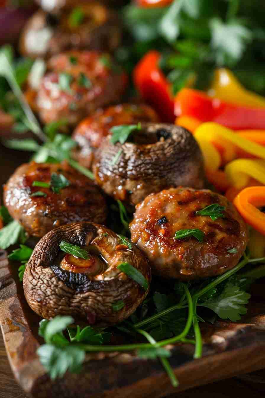 Easy Stuffed Cap Mushrooms with Sausage