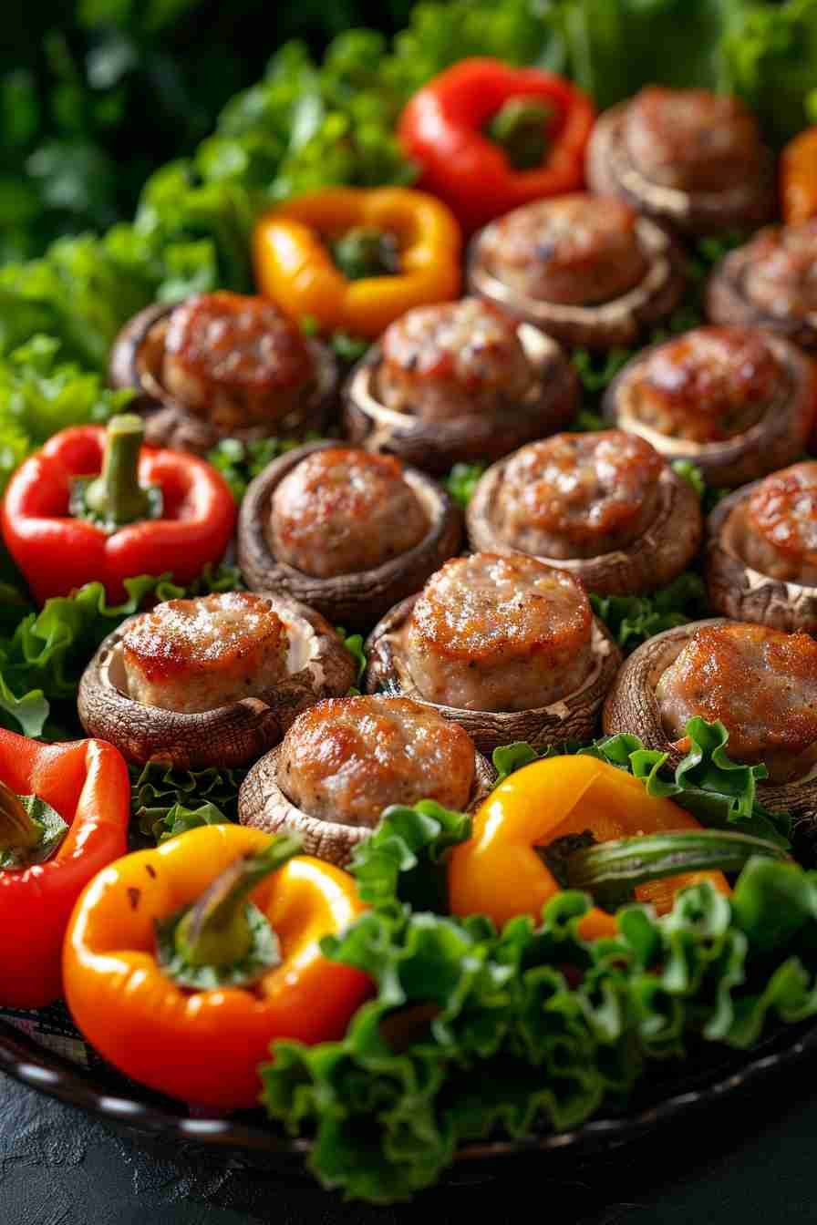 Easy Stuffed Cap Mushrooms with Sausage