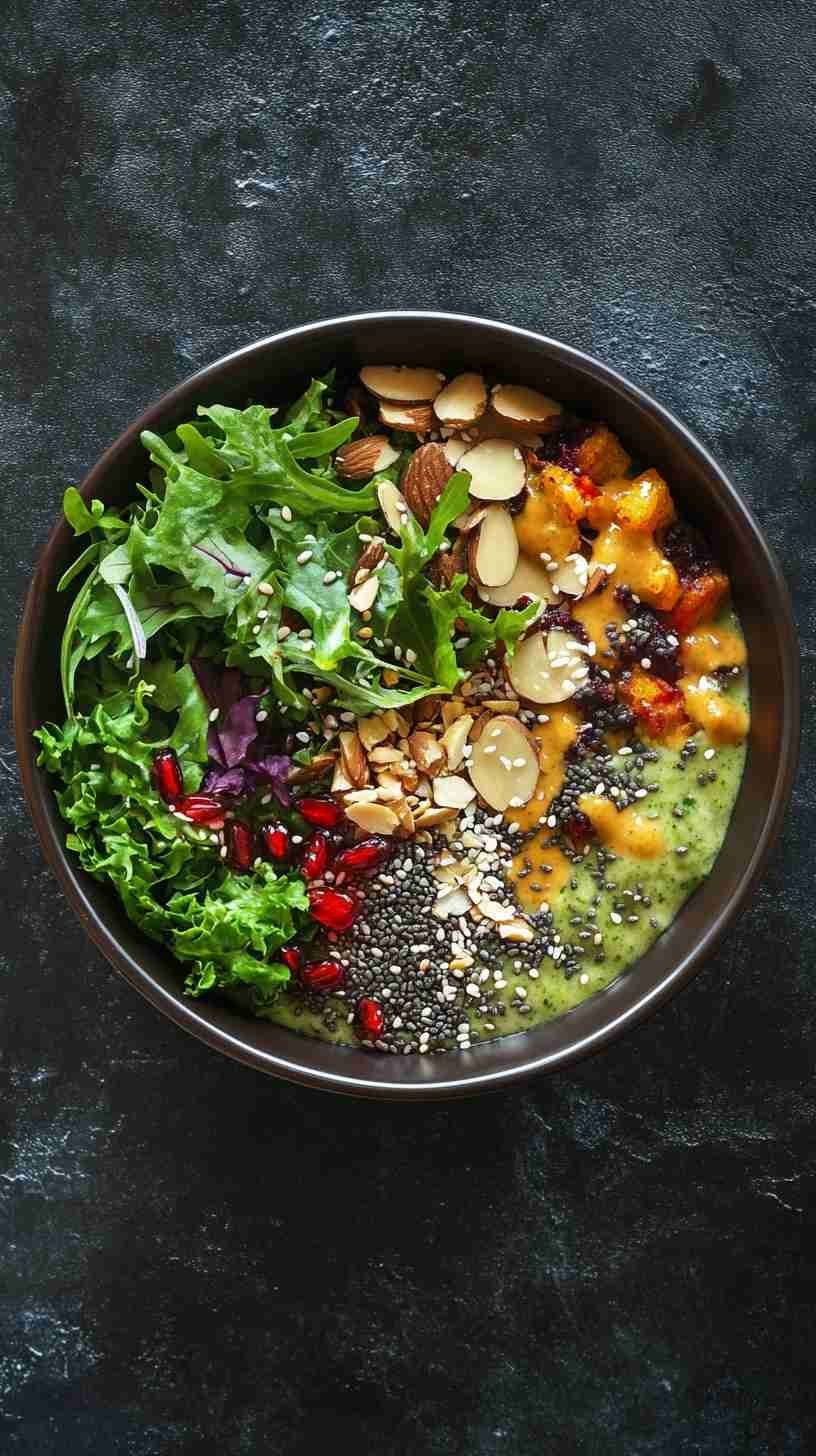 Green Smoothie Bowl with Almond Butter and Chia Seeds
