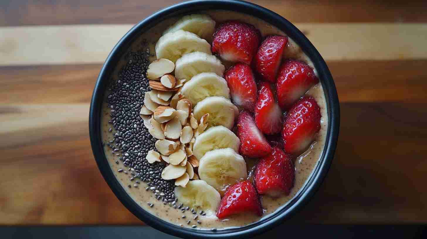 Green Smoothie Bowl with Almond Butter and Chia Seeds