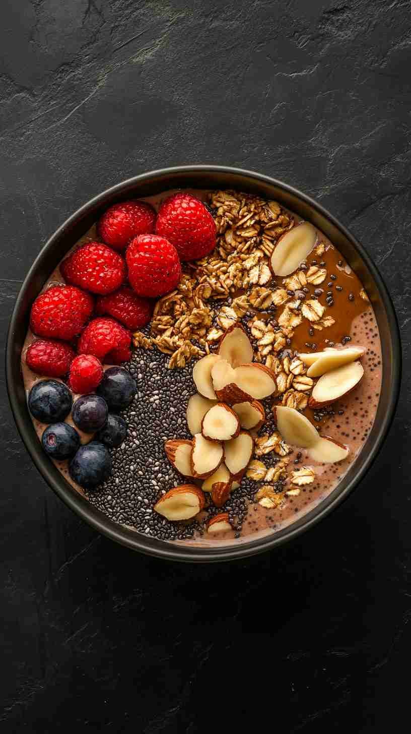 Green Smoothie Bowl with Almond Butter and Chia Seeds