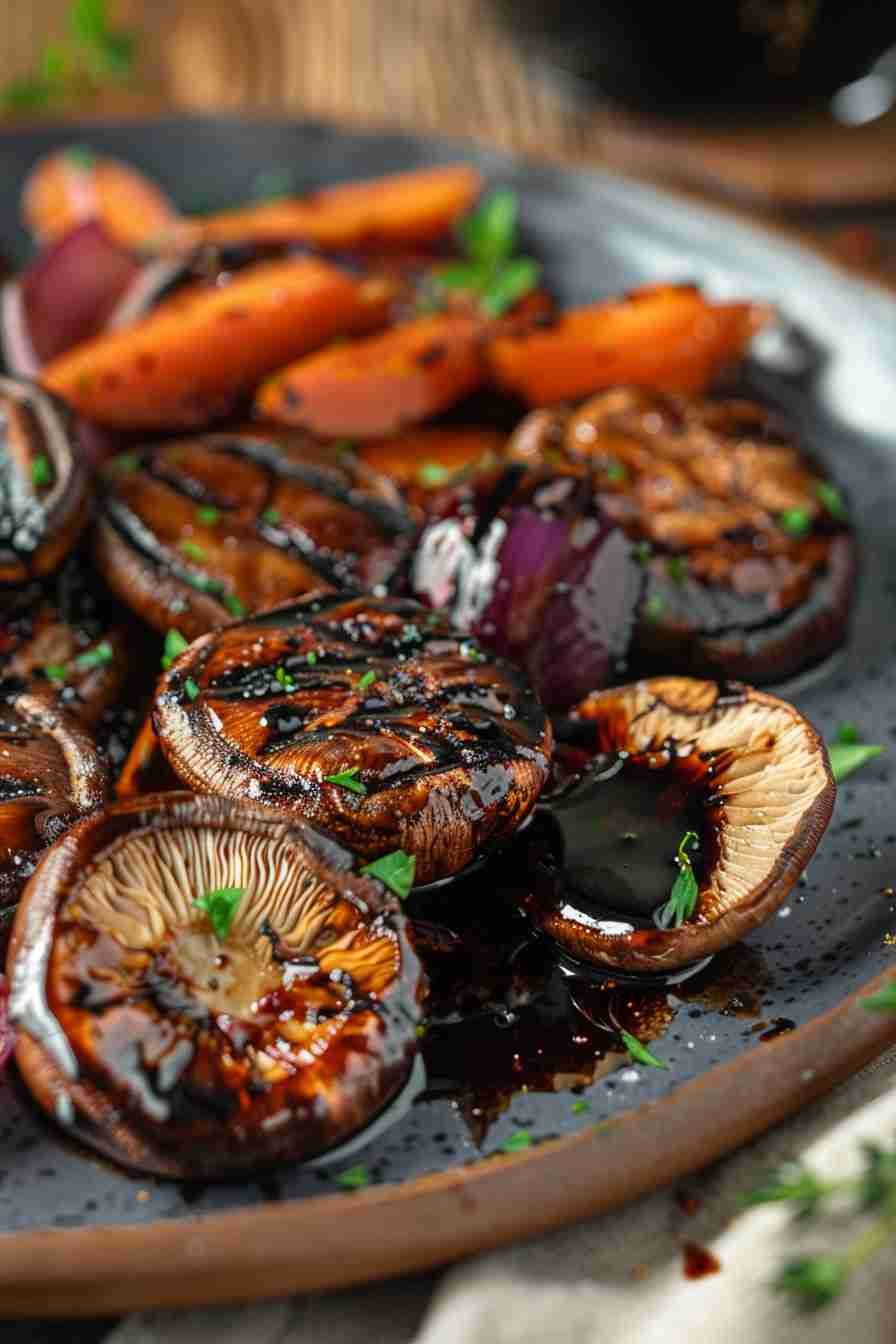Grilled Cap Mushrooms with Balsamic Glaze