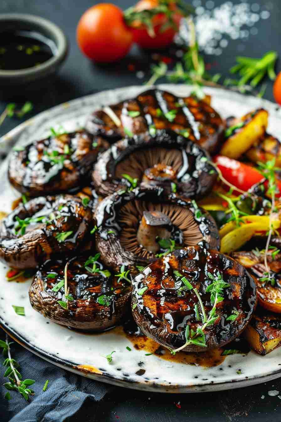 Grilled Cap Mushrooms with Balsamic Glaze