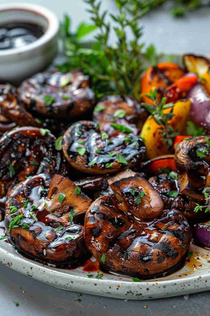 Grilled Cap Mushrooms with Balsamic Glaze