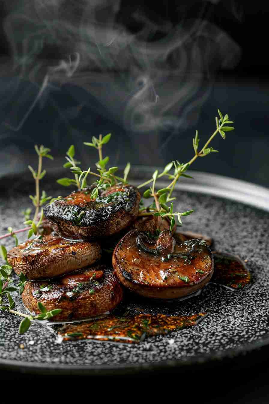 Grilled Cap Mushrooms with Herb Butter