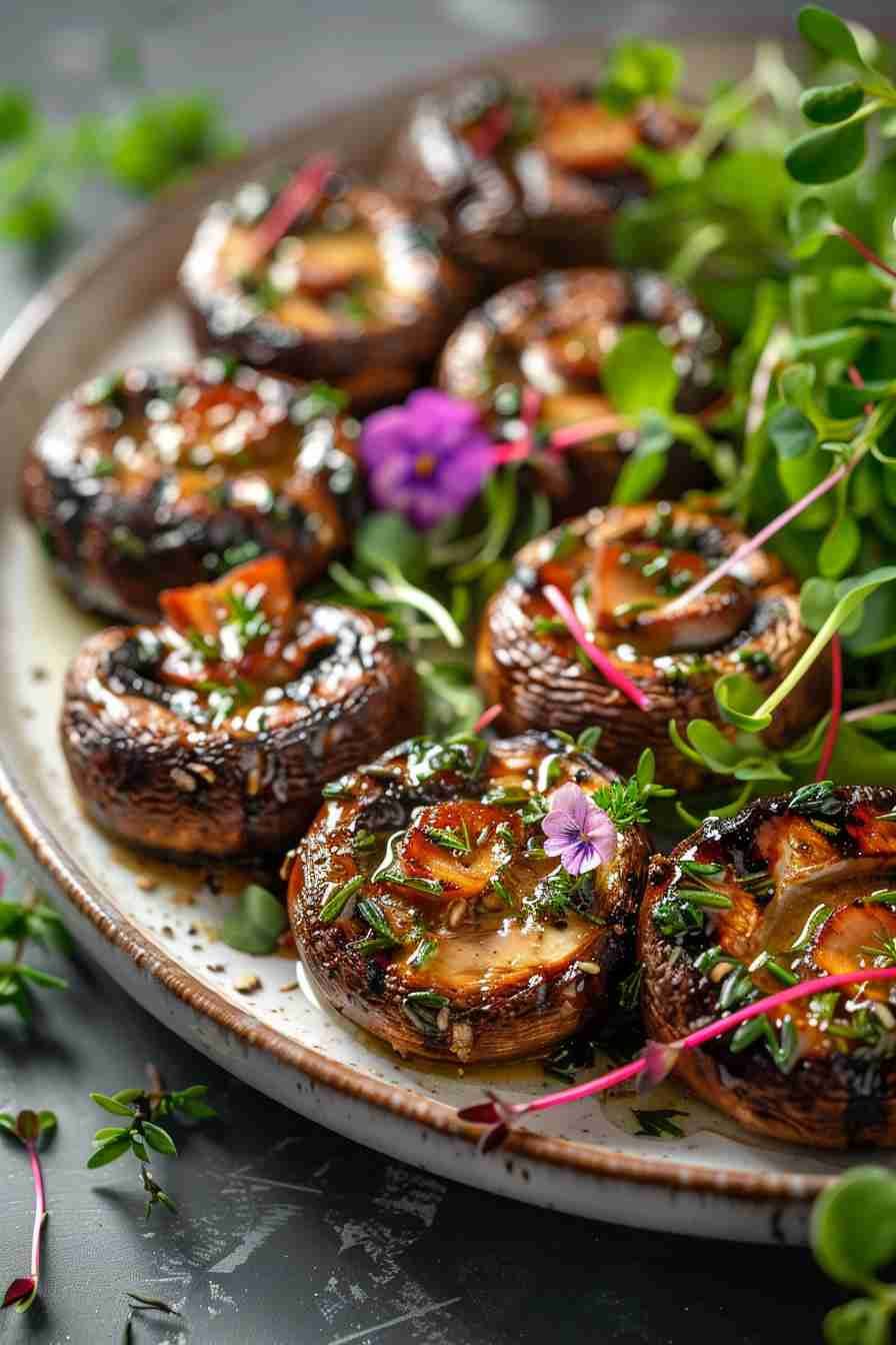 Grilled Cap Mushrooms with Herb Butter