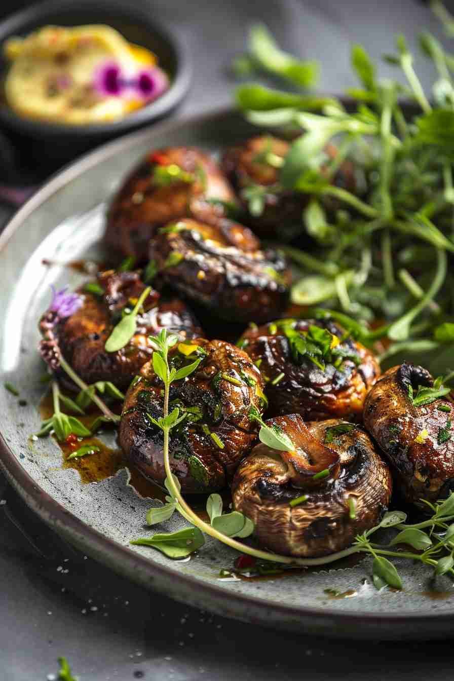Grilled Cap Mushrooms with Herb Butter