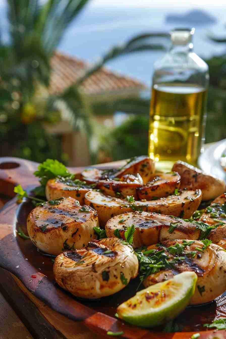 Grilled Cap Mushrooms with Herb Butter