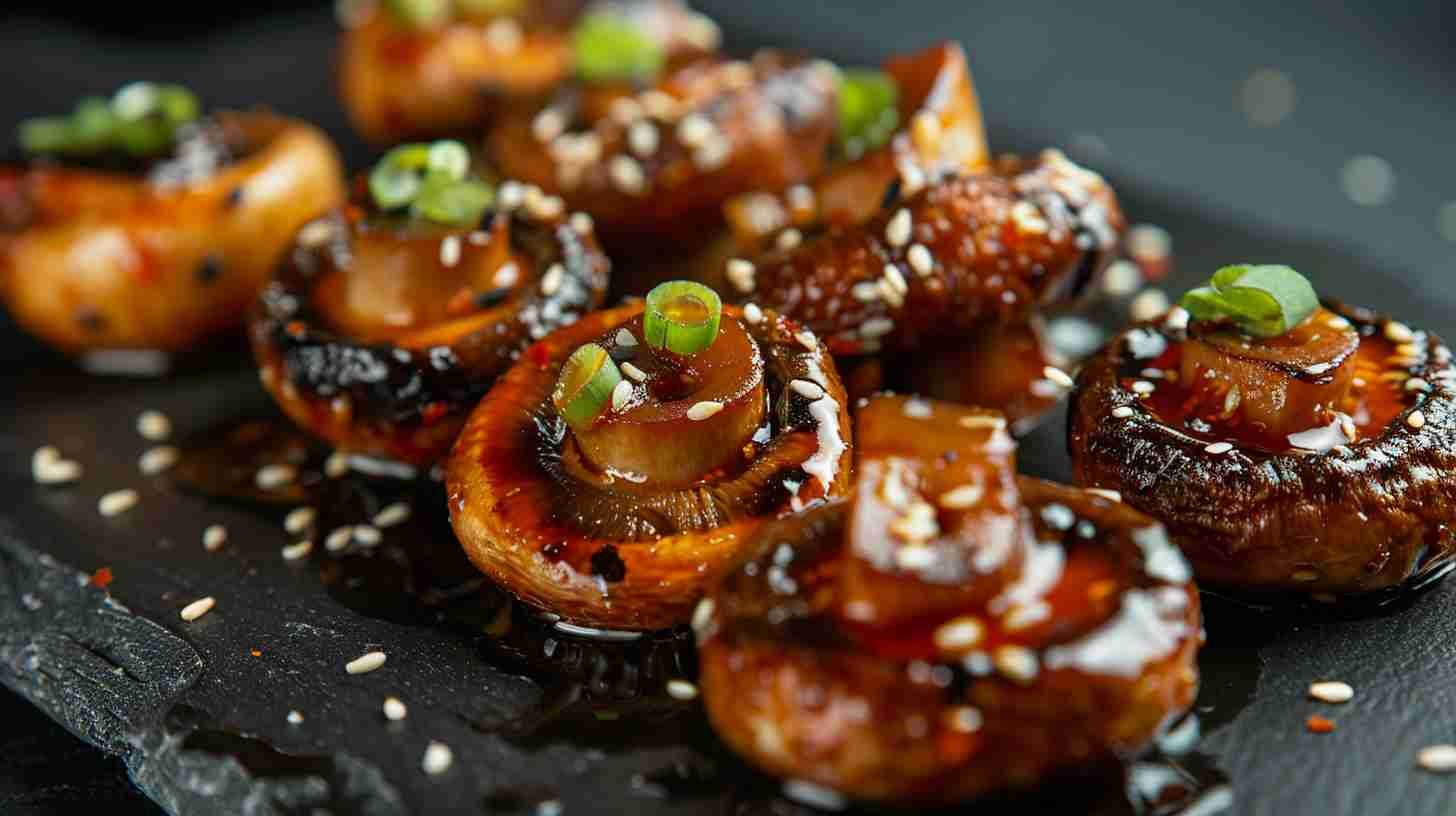 Grilled Cap Mushrooms with Sweet Chili Sauce