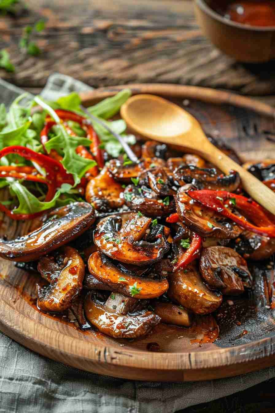 Grilled Cap Mushrooms with Sweet Chili Sauce