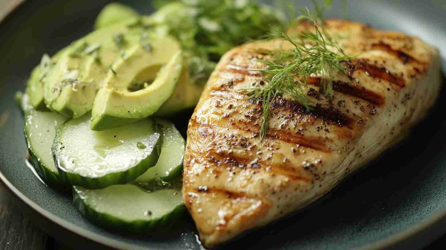 Grilled Chicken with Avocado and Cucumber Salad