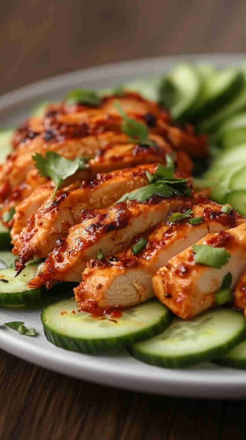 Grilled Chicken with Avocado and Cucumber Salad