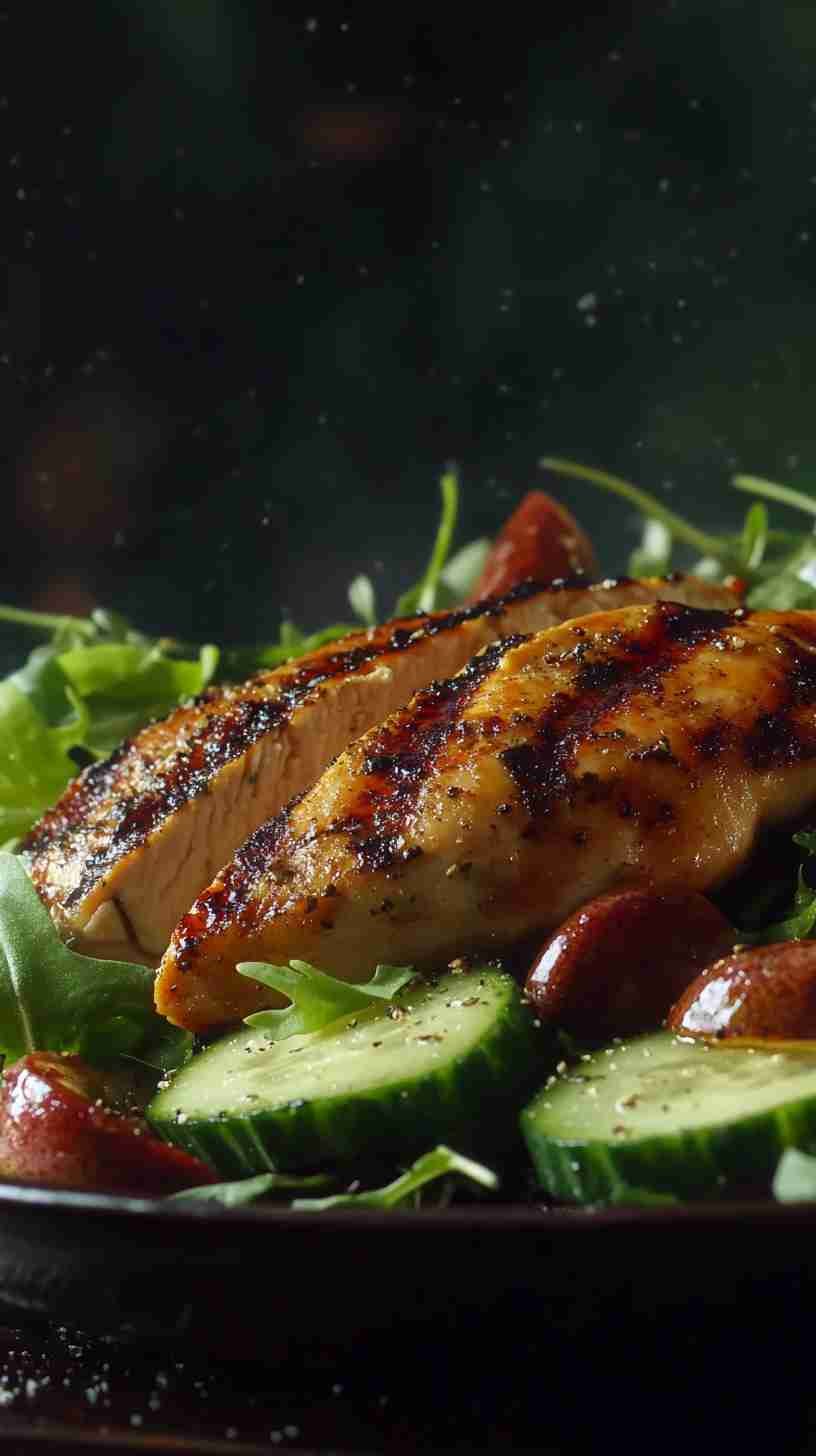 Grilled Chicken with Avocado and Cucumber Salad
