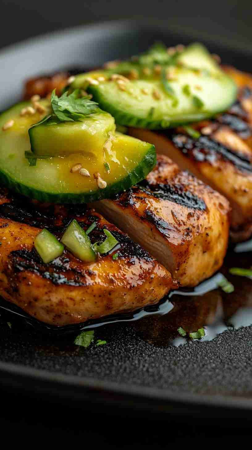 Grilled Chicken with Avocado and Cucumber Salad