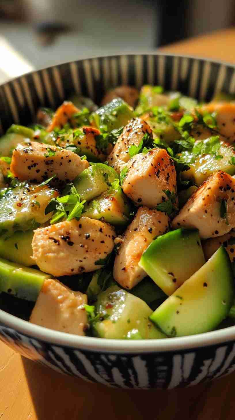 Grilled Chicken with Avocado and Cucumber Salad