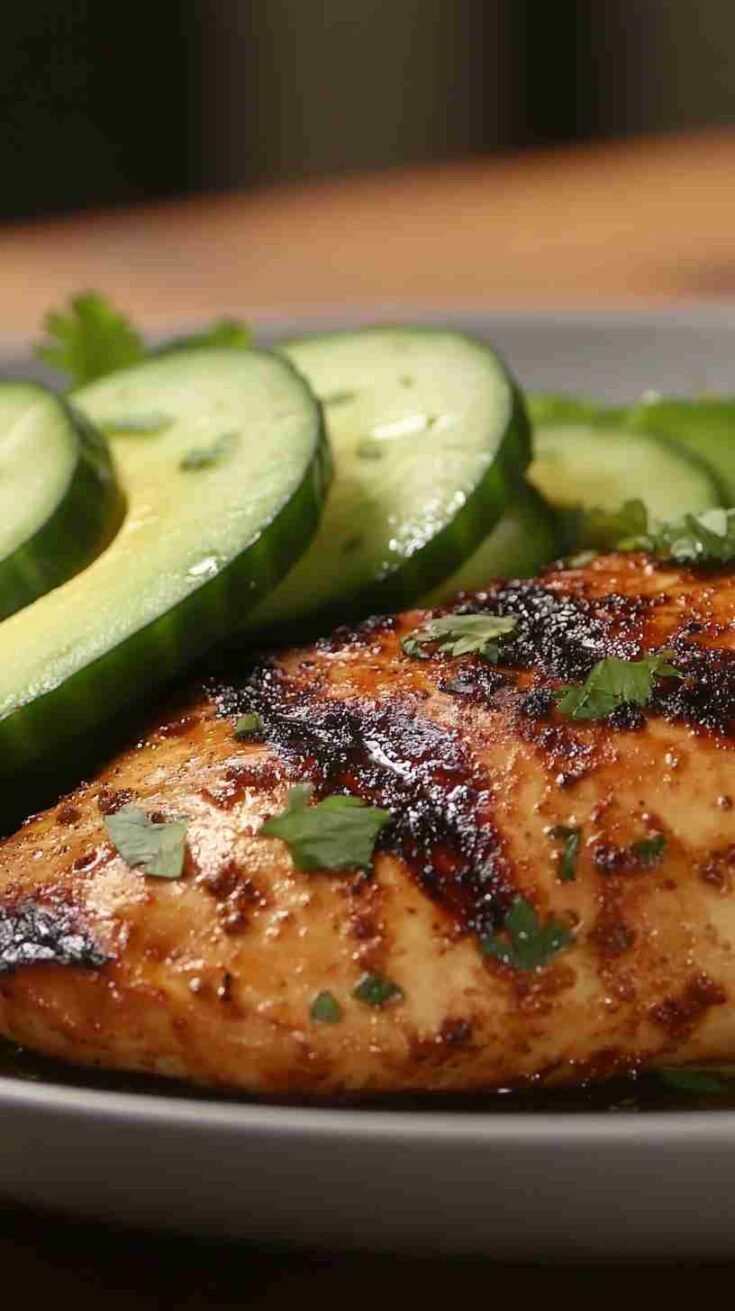 Grilled Chicken with Avocado and Cucumber Salad