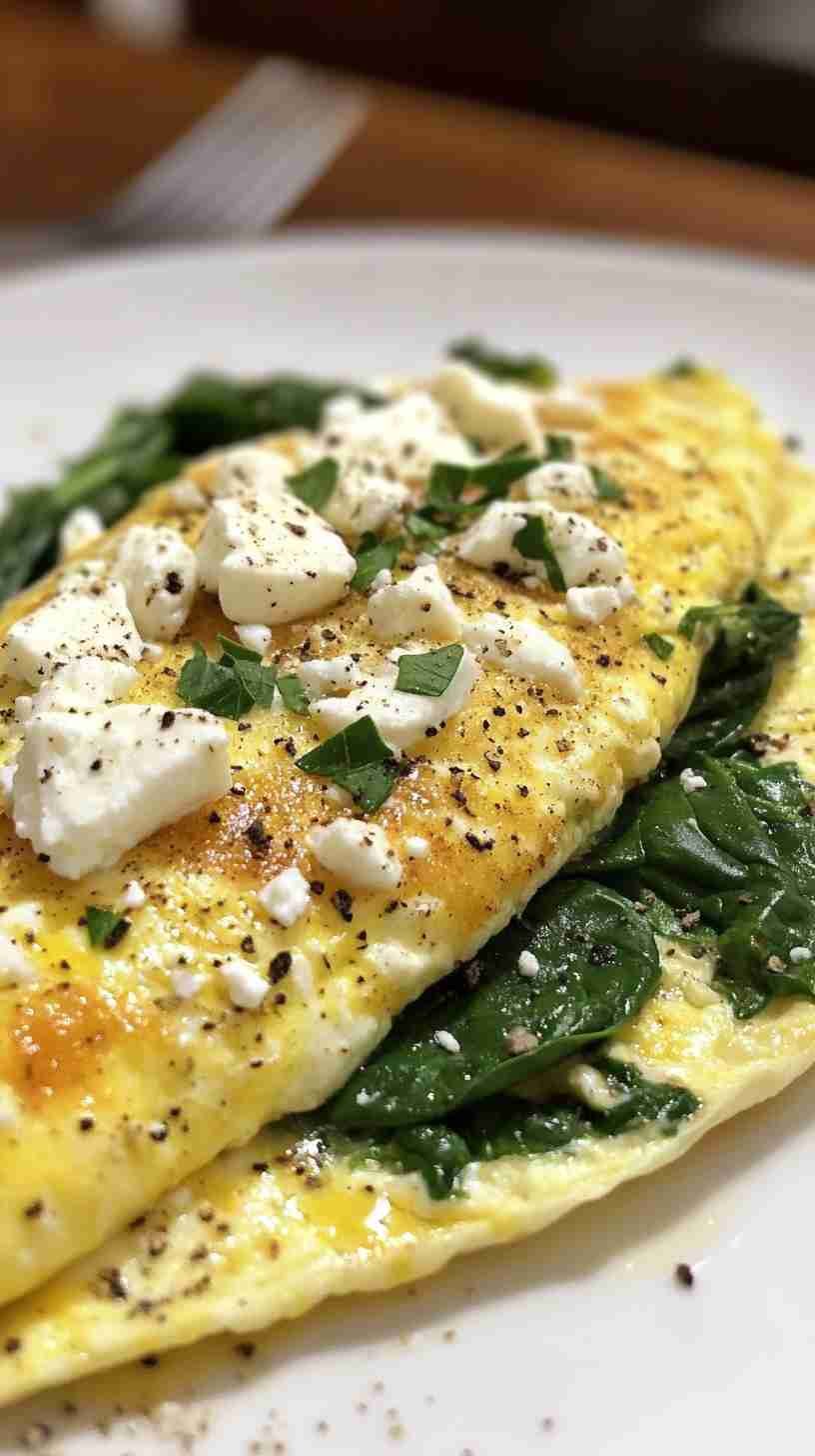 High-Protein Veggie Omelet with Spinach and Feta