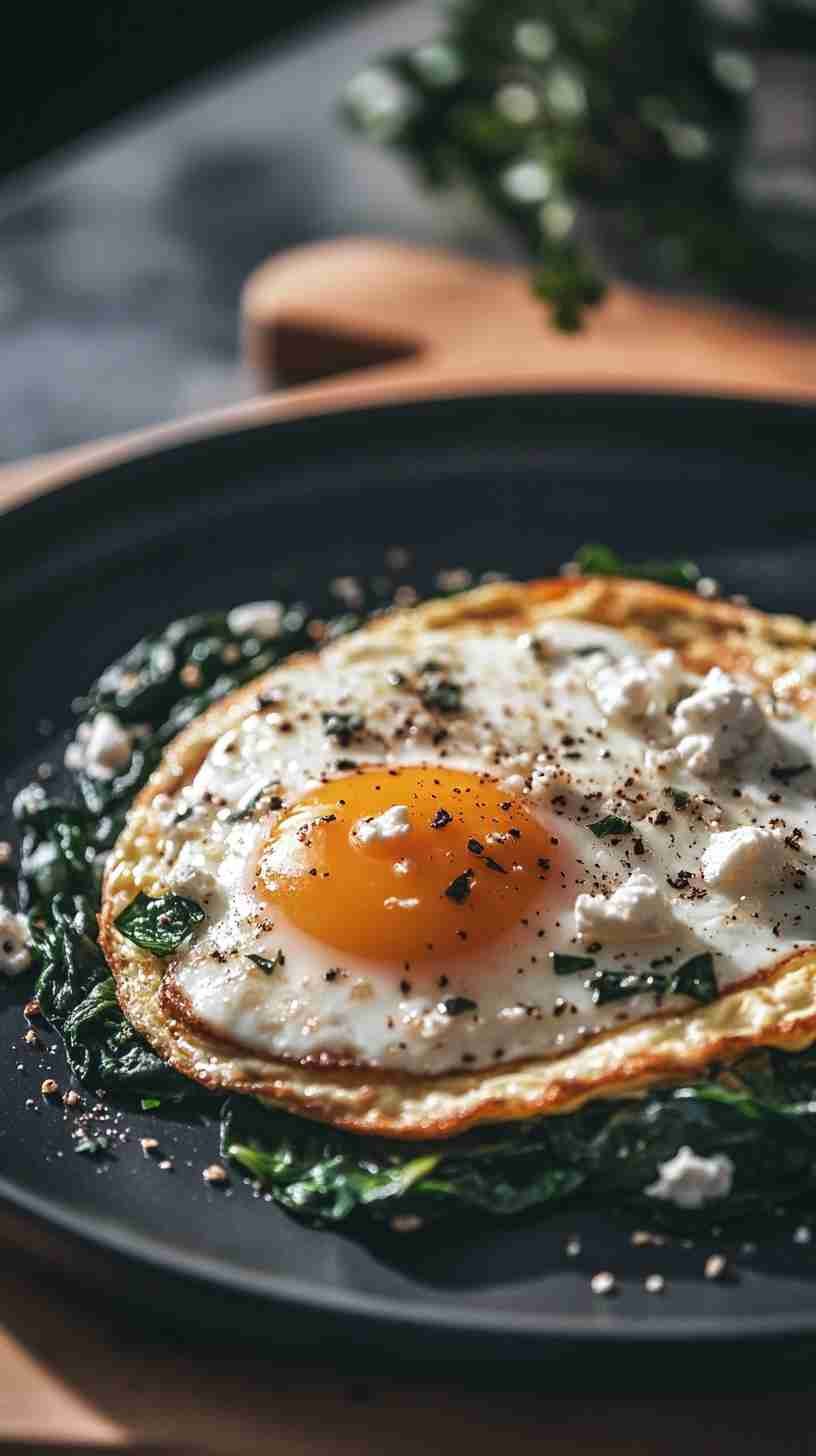 High-Protein Veggie Omelet with Spinach and Feta