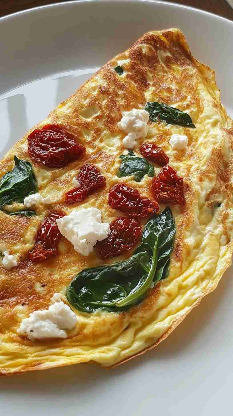 High-Protein Veggie Omelet with Spinach and Feta