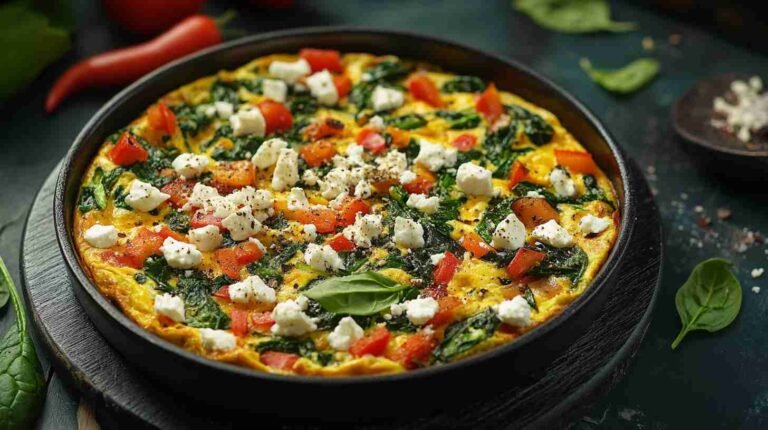 High-Protein Veggie Omelet with Spinach and Feta