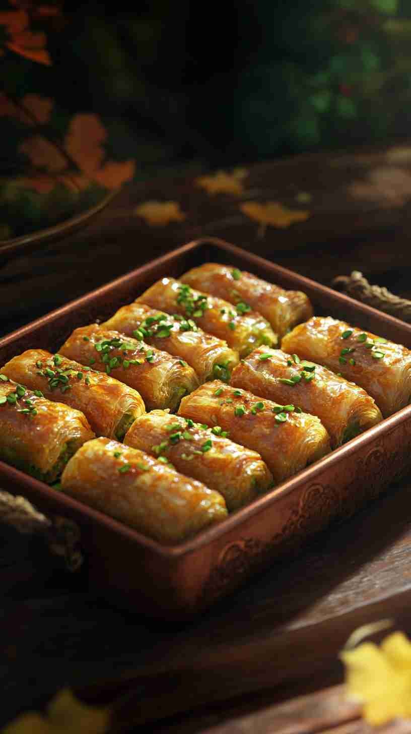 Honey and Pistachio Baklava Rolls
