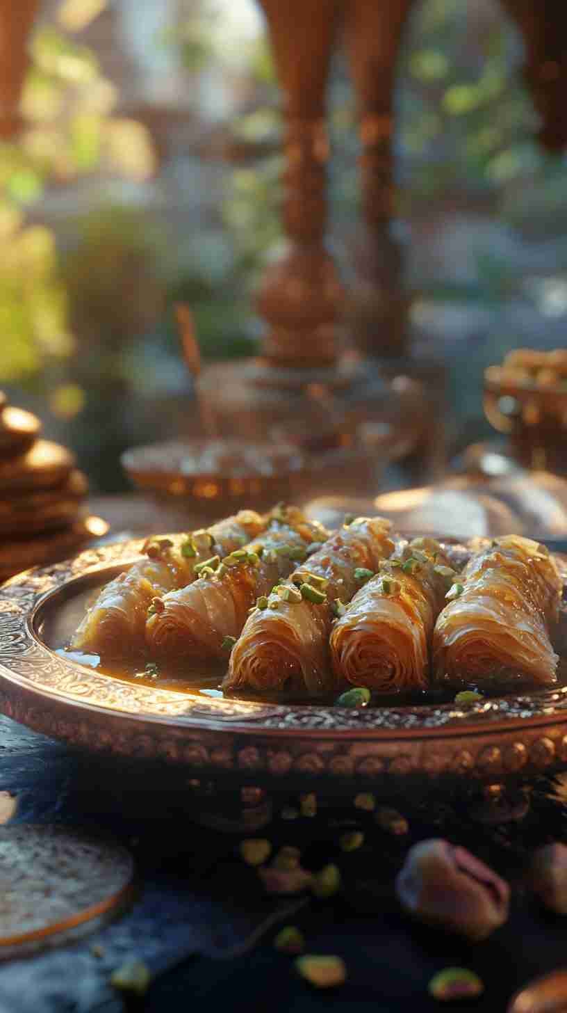 Honey and Pistachio Baklava Rolls