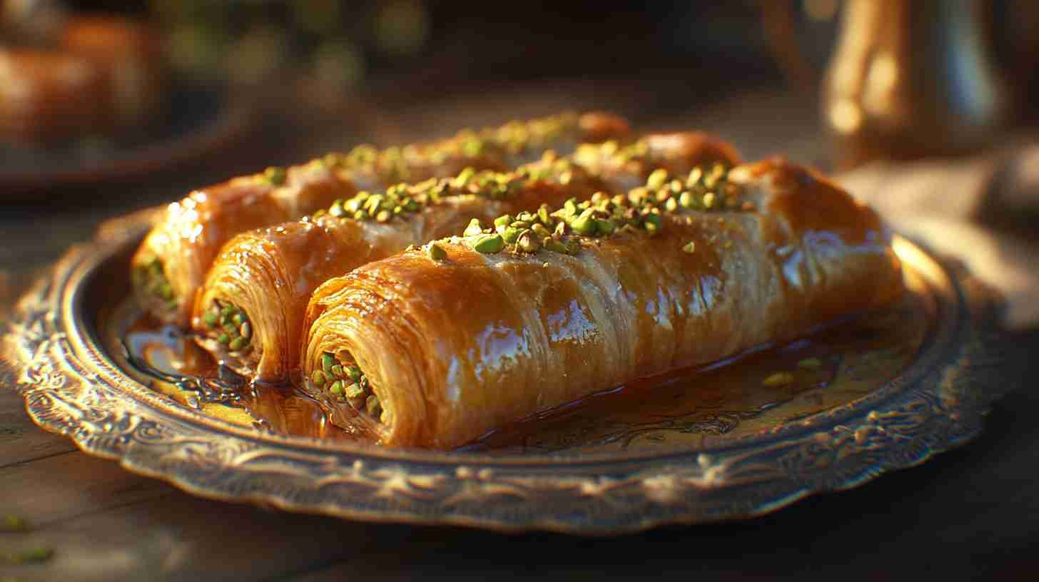 Honey and Pistachio Baklava Rolls