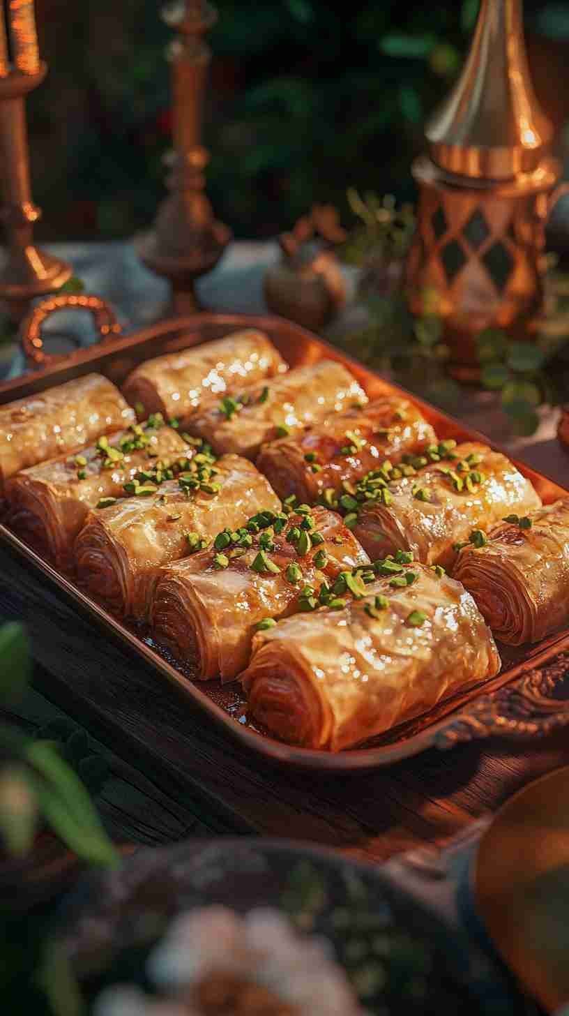 Honey and Pistachio Baklava Rolls
