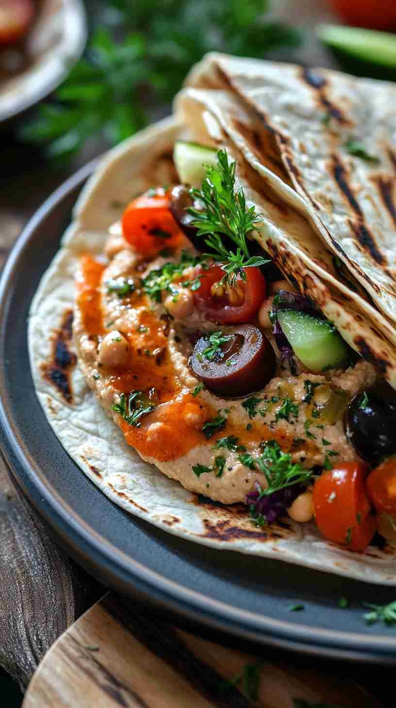 Mediterranean Hummus and Veggie Wraps