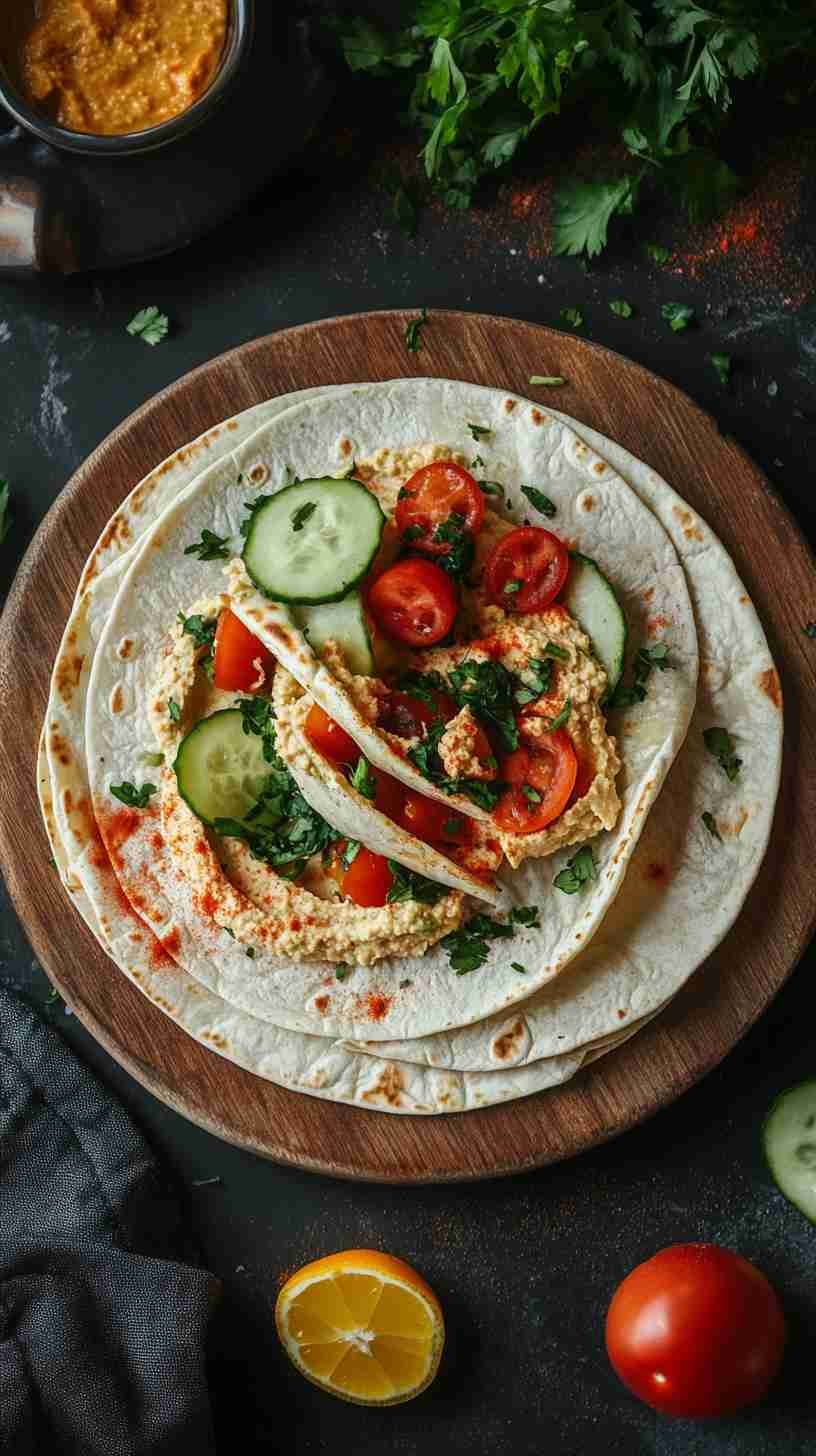 Mediterranean Hummus and Veggie Wraps
