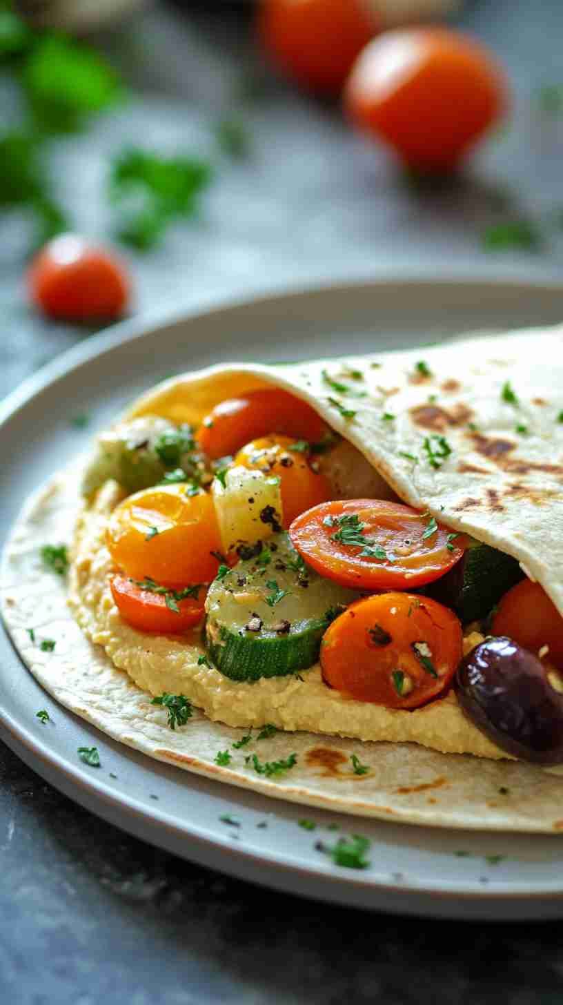 Mediterranean Hummus and Veggie Wraps
