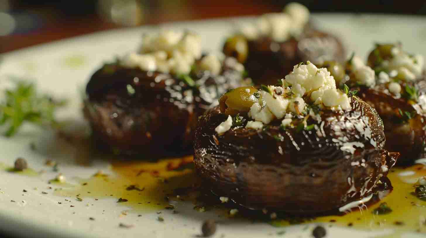 Mediterranean Stuffed Cap Mushrooms with Feta