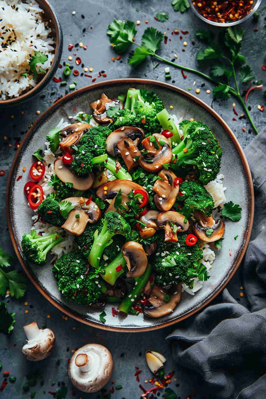 Mushroom and Broccoli Stir-Fry