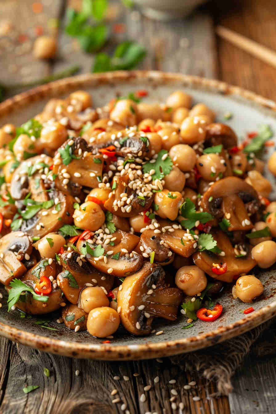 Mushroom and Chickpea Stir-Fry