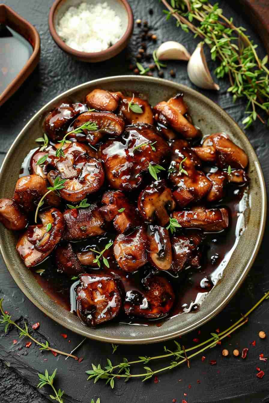 Pan-Seared Cap Mushrooms in Soy Sauce Glaze