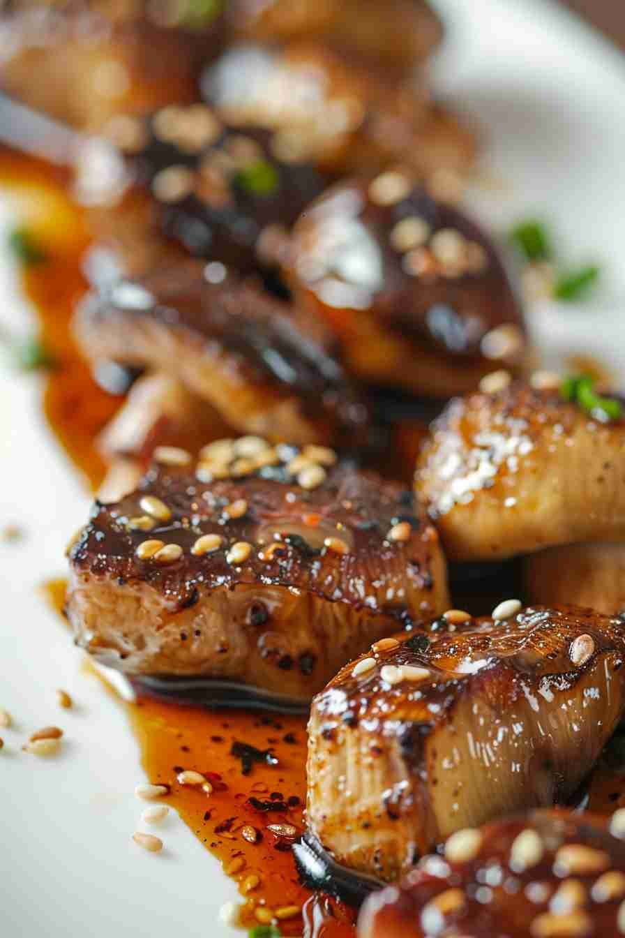 Pan-Seared Cap Mushrooms in Soy Sauce Glaze