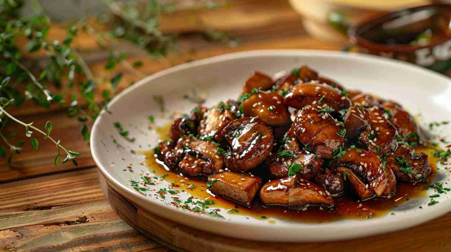 Pan-Seared Cap Mushrooms in Soy Sauce Glaze