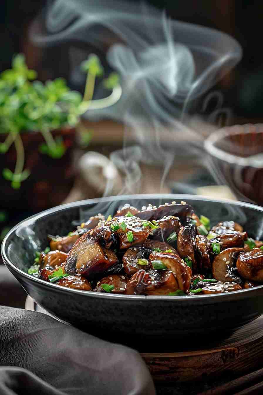 Pan-Seared Cap Mushrooms in Soy Sauce Glaze