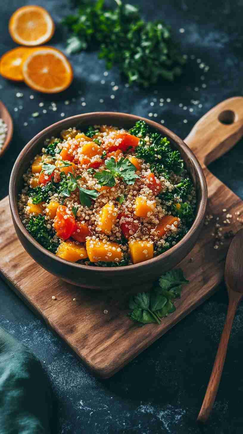 Roasted Butternut Squash with Quinoa and Kale