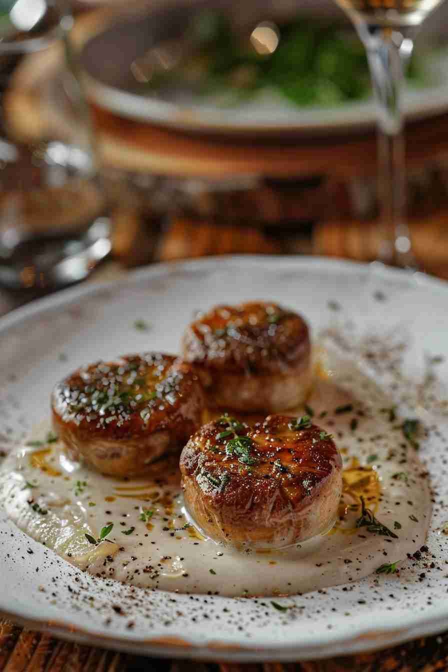 Roasted Cap Mushrooms with Herb Cream Sauce