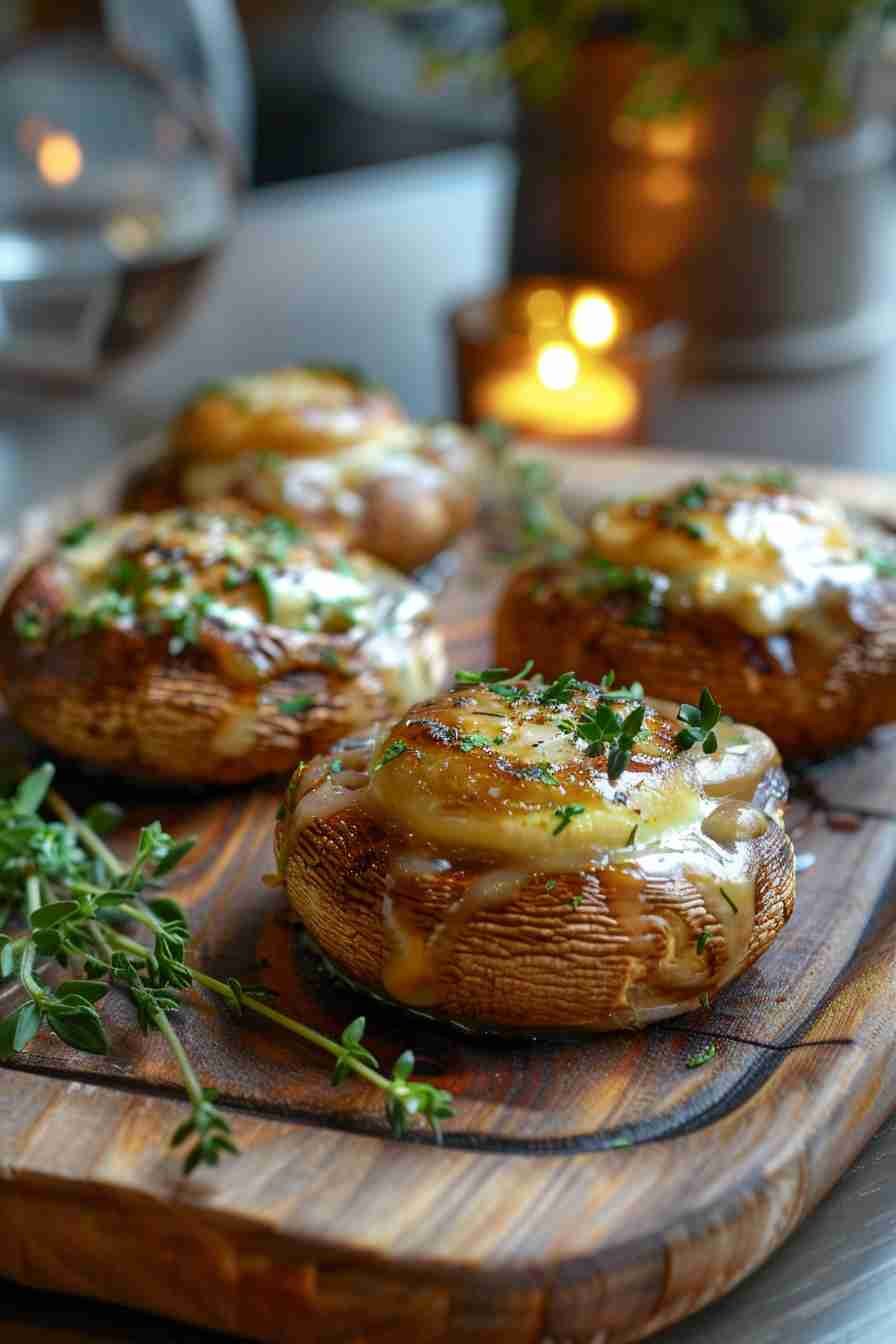 Roasted Cap Mushrooms with Herb Cream Sauce