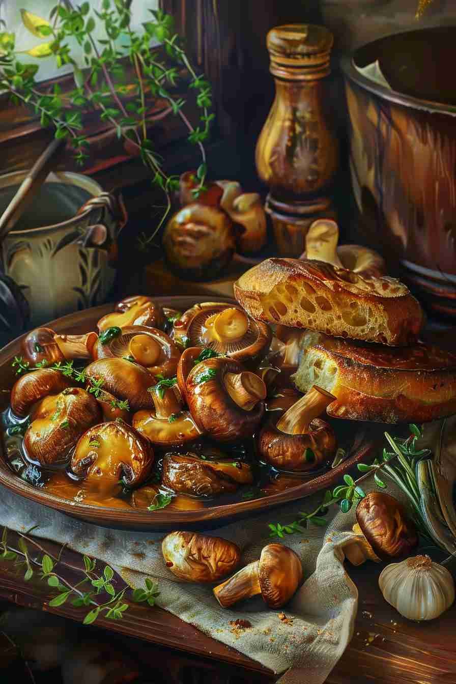 Roasted Cap Mushrooms with Thyme and Garlic
