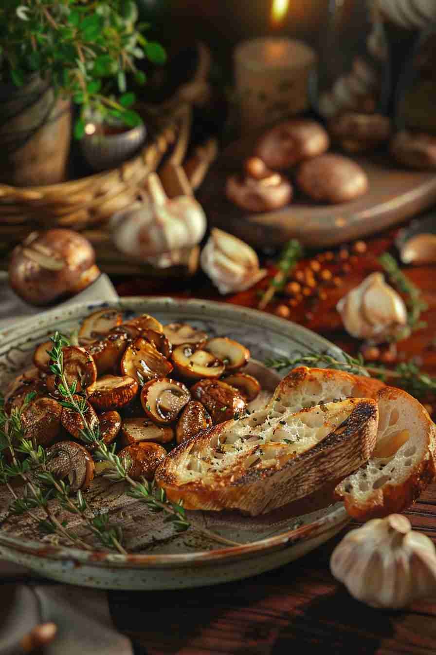 Roasted Cap Mushrooms with Thyme and Garlic