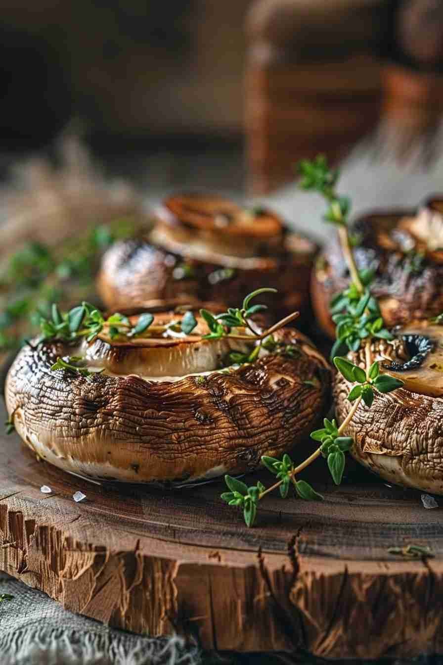 Roasted Cap Mushrooms with Thyme and Garlic