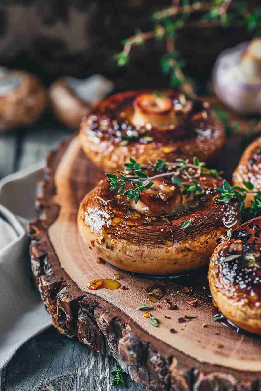 Roasted Cap Mushrooms with Thyme and Garlic