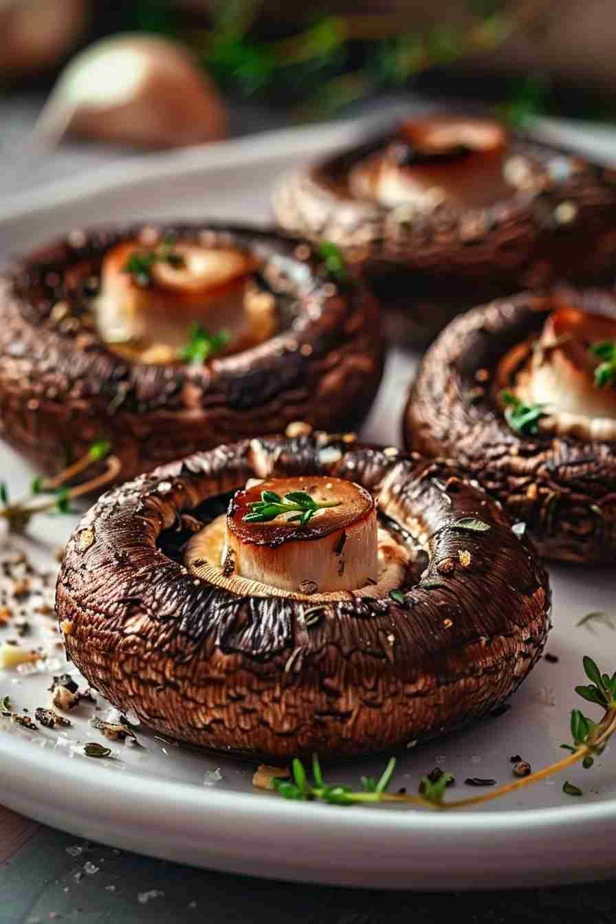 Roasted Cap Mushrooms with Thyme and Garlic